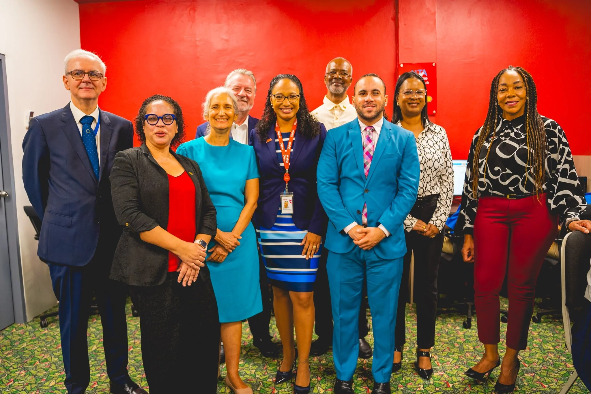  (L-R) H.E. Peter Cavendish, Ambassador, Delegation of the European Union; Arlene Wallace-Romero, CEO, ALTA; Paula Lucie-Smith, Founder, ALTA; H.E. Cornelius Wilhelmus Hersbach, Ambassador, Kingdom of Netherlands; Romona Boiselle-Romano, Director, Digicel Foundation; Elwyn McQuilkin, Consular Officer, Grenada Trade and Economic Commission; Nicholas Brodber, First Secretary, Jamaican High Commission; Simone David, Finance Manager, Shell T&T, and Penny Gomez, CEO, Digicel Foundation at the launch of the ALTA Online Student Hub on 14th May.   