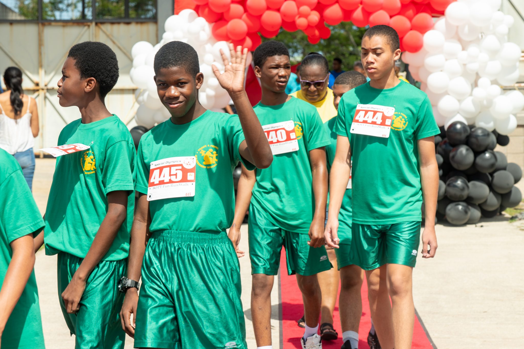 Point-A-Pierre Government Special School’s team make their entrance at the
Opening Ceremony of the Special Olympics National Games.