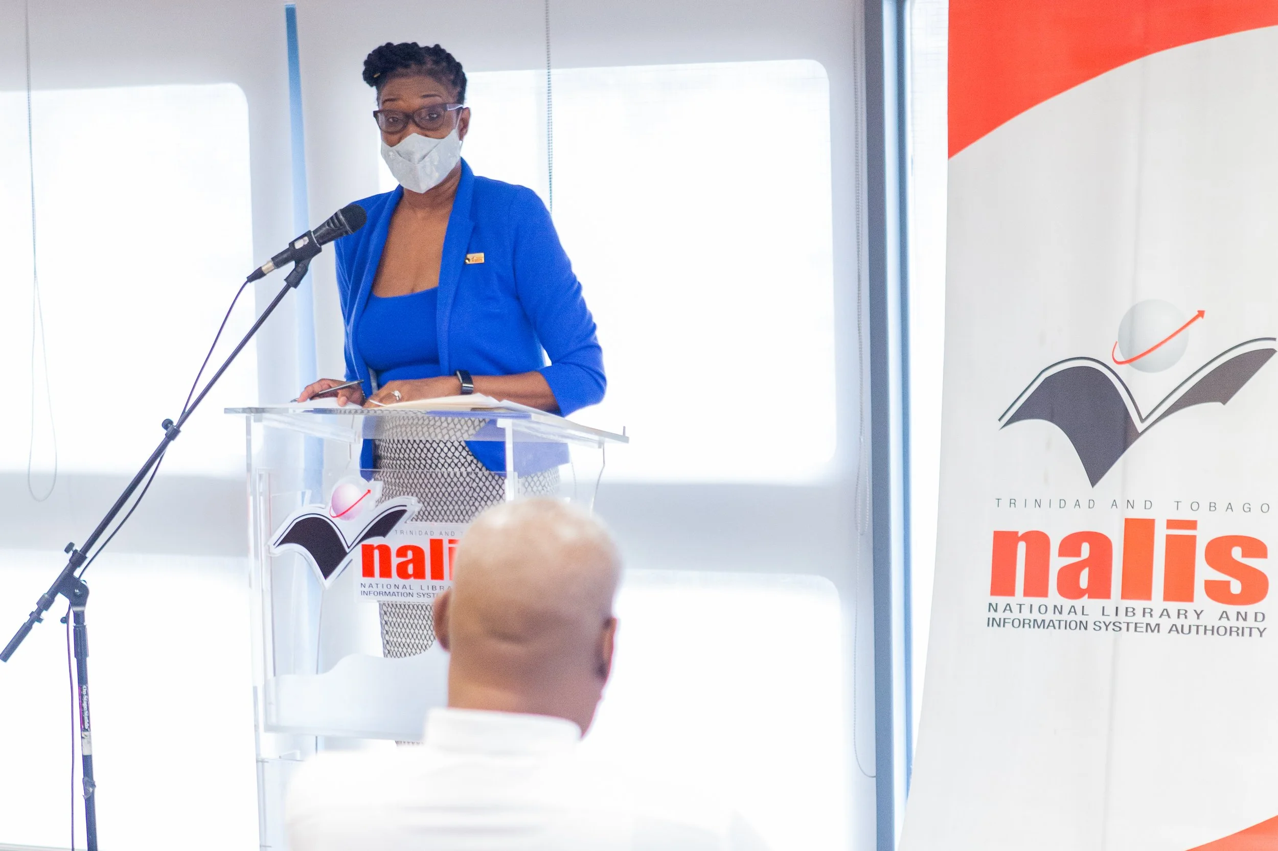 (L-R )Debbie Goodman, NALIS Manager- Corporate Communications addresses the small group of attendees at the project launch.