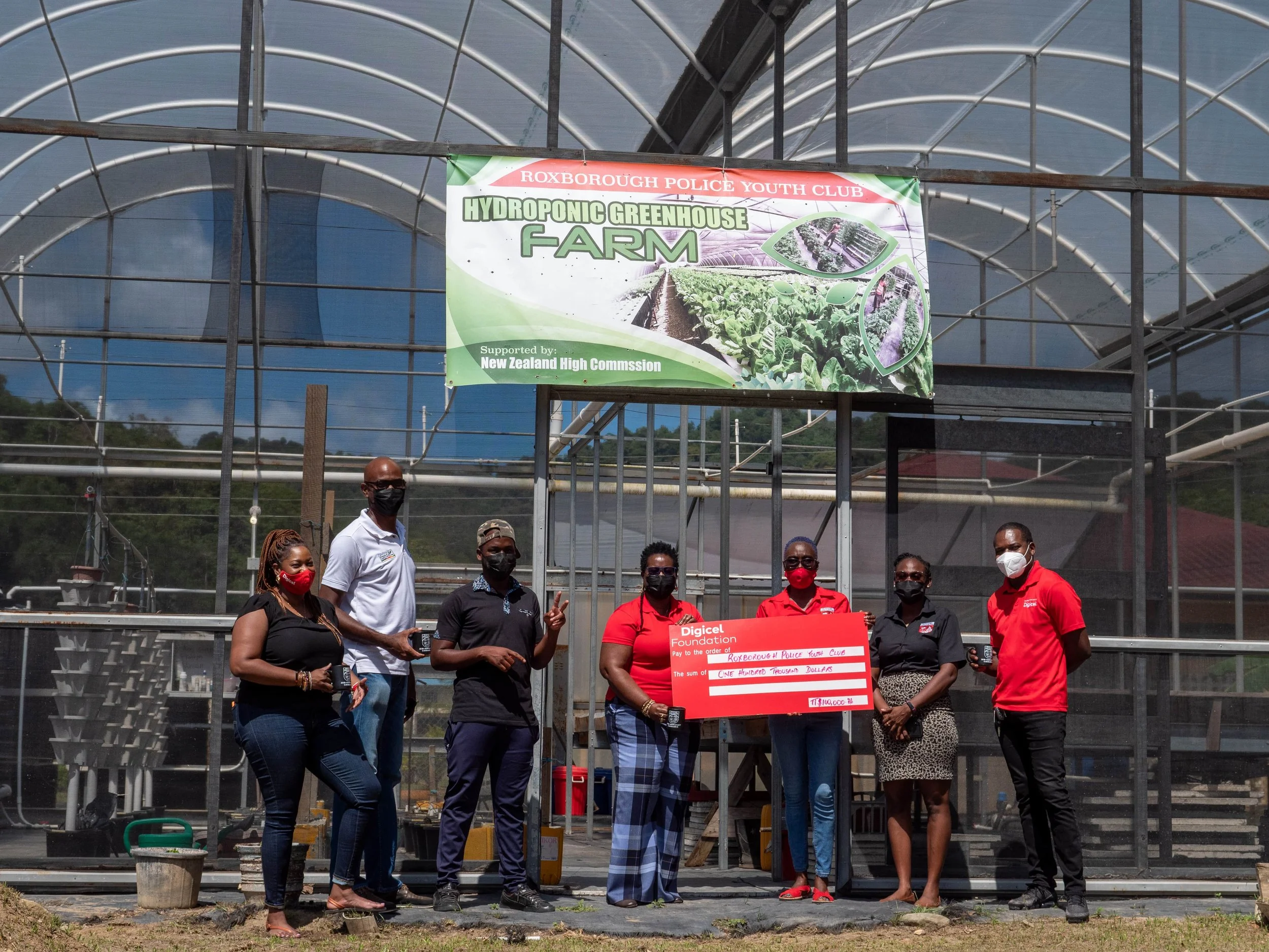  The Roxborough Police Youth Club receives its funding of TTD 100,000 which  will be used to expand its Green House Hydroponics System. 