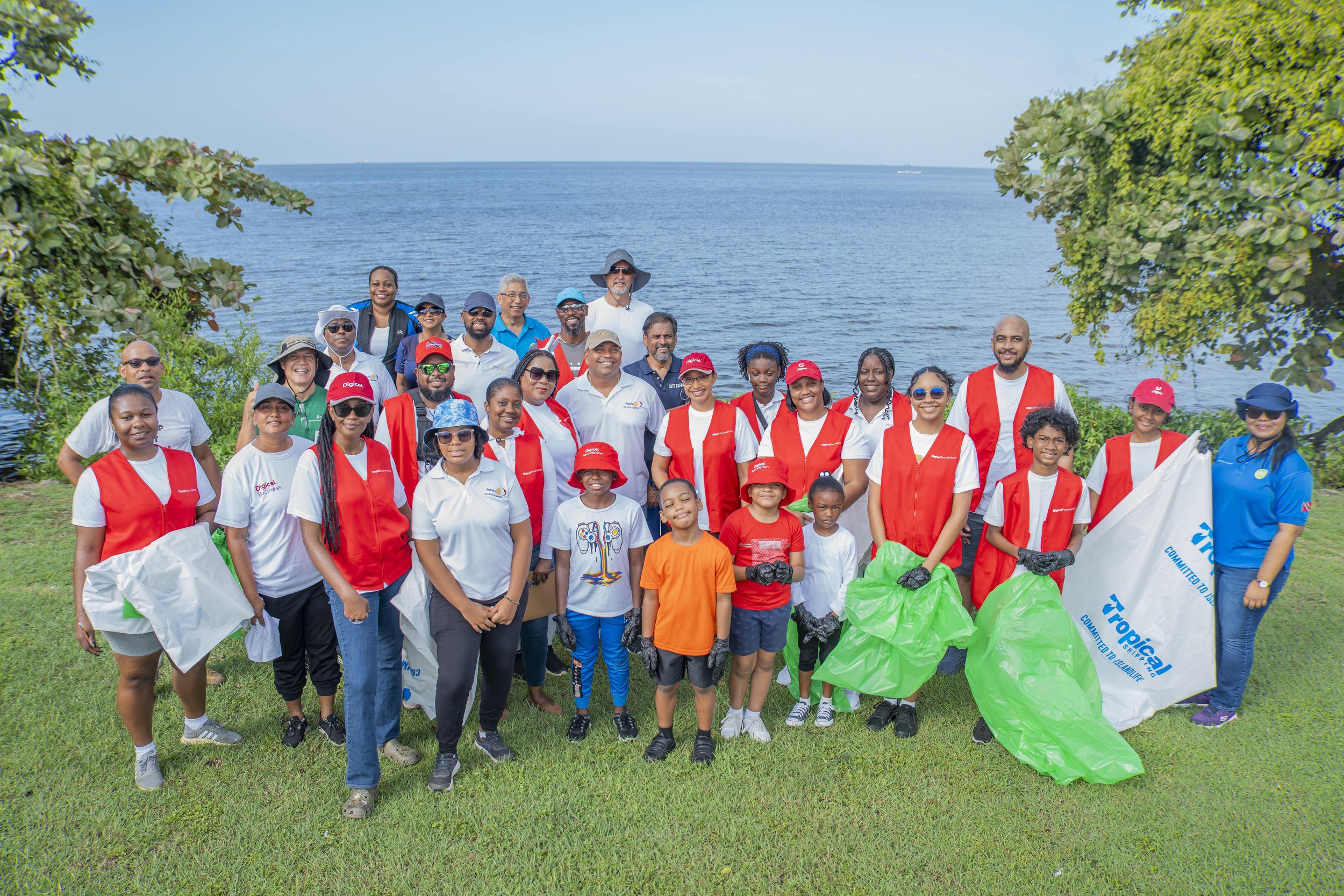The Digicel ‘Red Army’ teams up to clean up the Foreshore for International Coastal Cleanup day on 21 September.