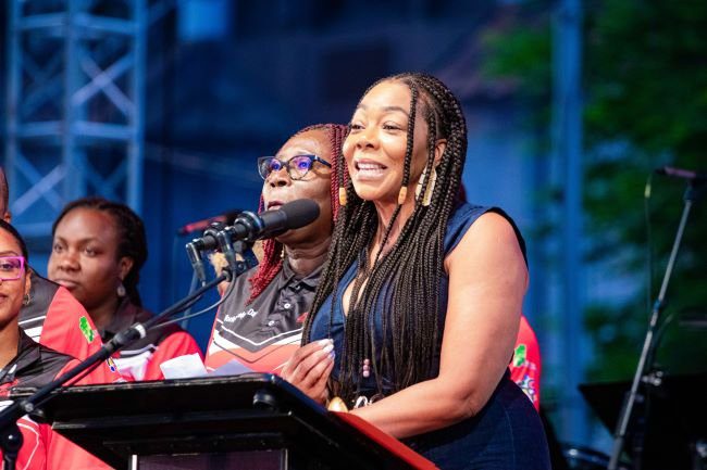  -  Digicel Foundation’s CEO Penny Gomez announces that the Foundation will commission eight Technology in Education (TIE) Centres at panyards in partnership with PanTrinbago during World Steelpan Day Celebrations on 11 August 2023, Woodford Square, Port of Spain.    