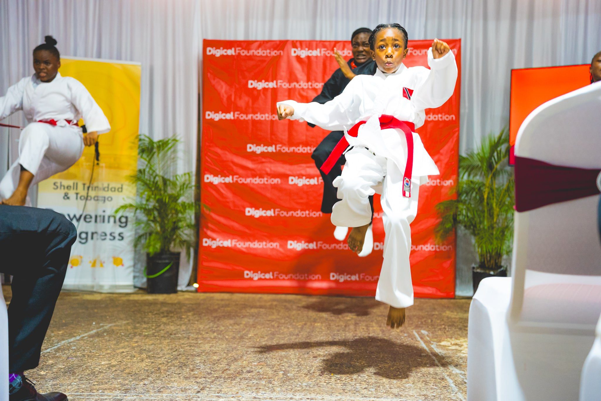  Martial Arts students from the Ryu Dan Dojo show off their synchronised skills. 