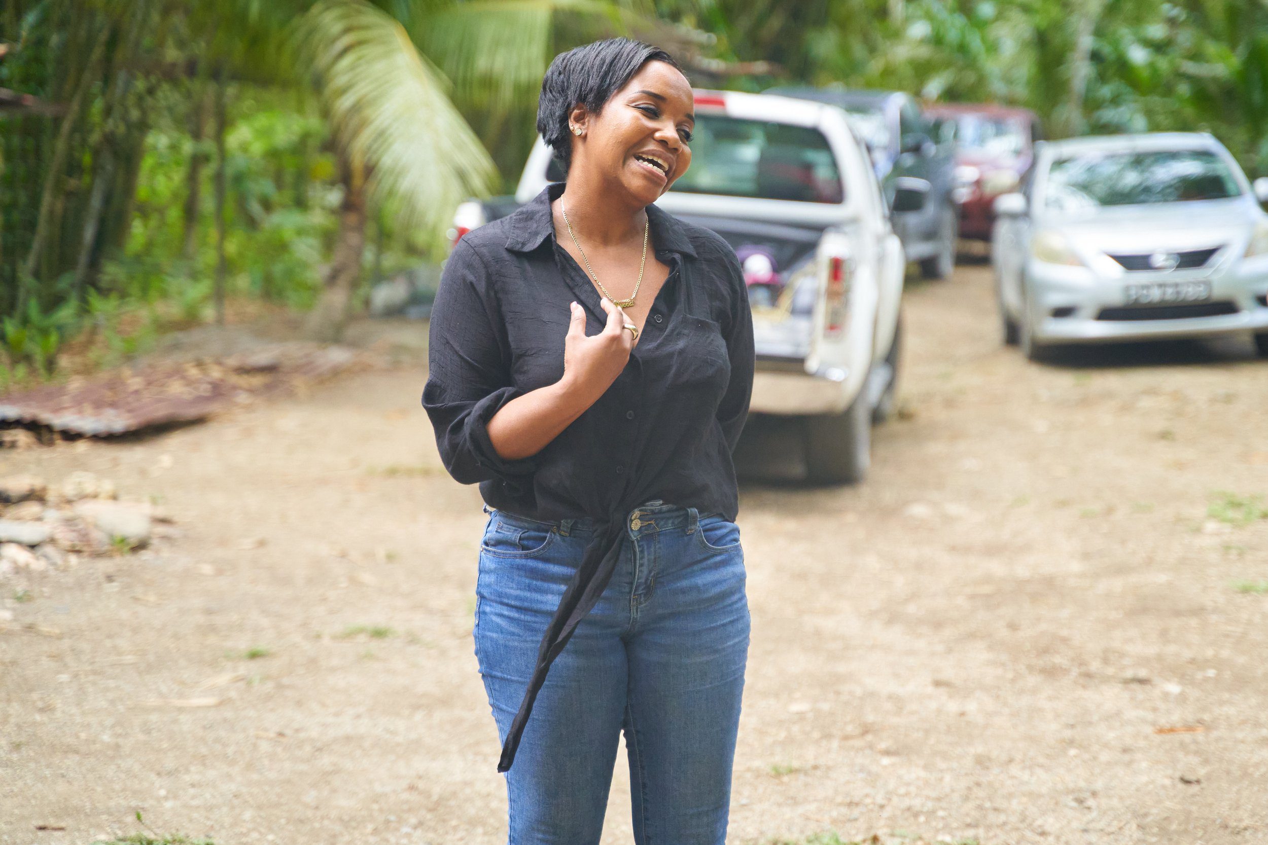 Ryssa Braithwaite, Social Performance and Social Investment Advisor at Shell Trinidad and Tobago gives her remarks and congratulates the Heights of Guanapo community on their success of the One Seed for change’s “Fork to Feed” initiative.