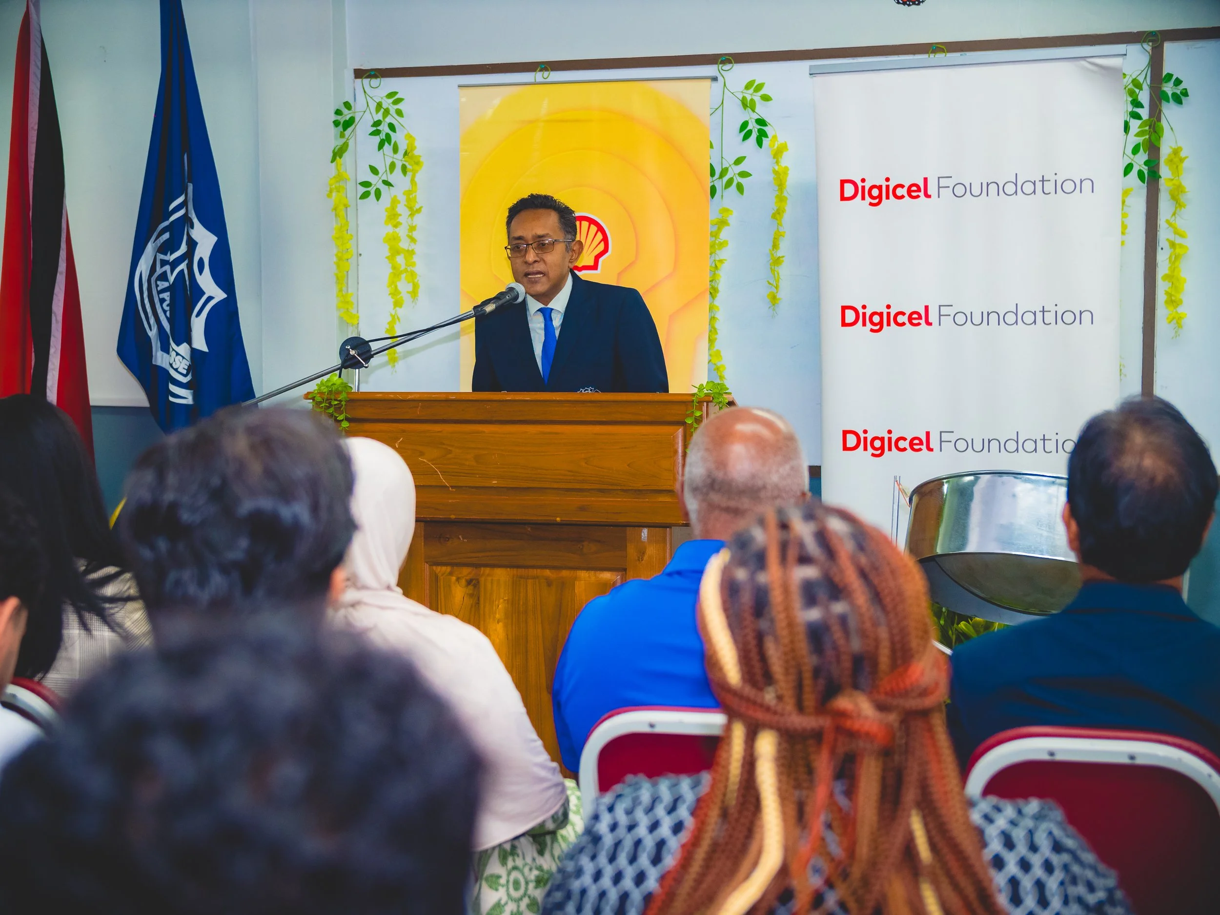 Principal of Naparima College Roger Ali addresses corporate sponsors and stakeholders at the launch of the school’s hydroponics project expansion on Tuesday 12 April 2024.