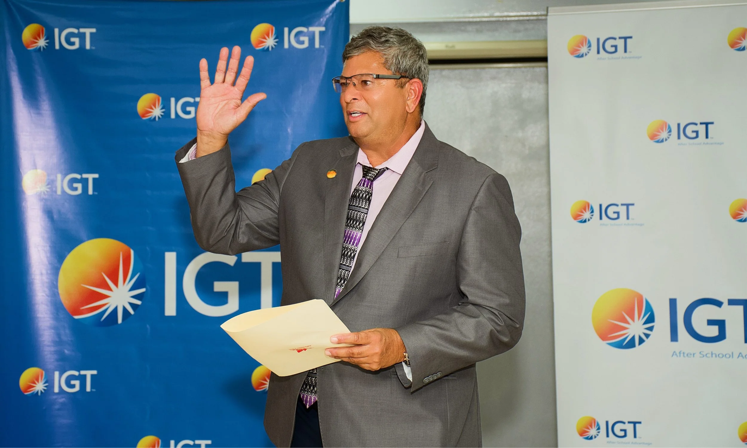IGT Country Manager Roger Bolai addresses guests at the launch of the 18th ASA Centre at the Credo Home for Boys.