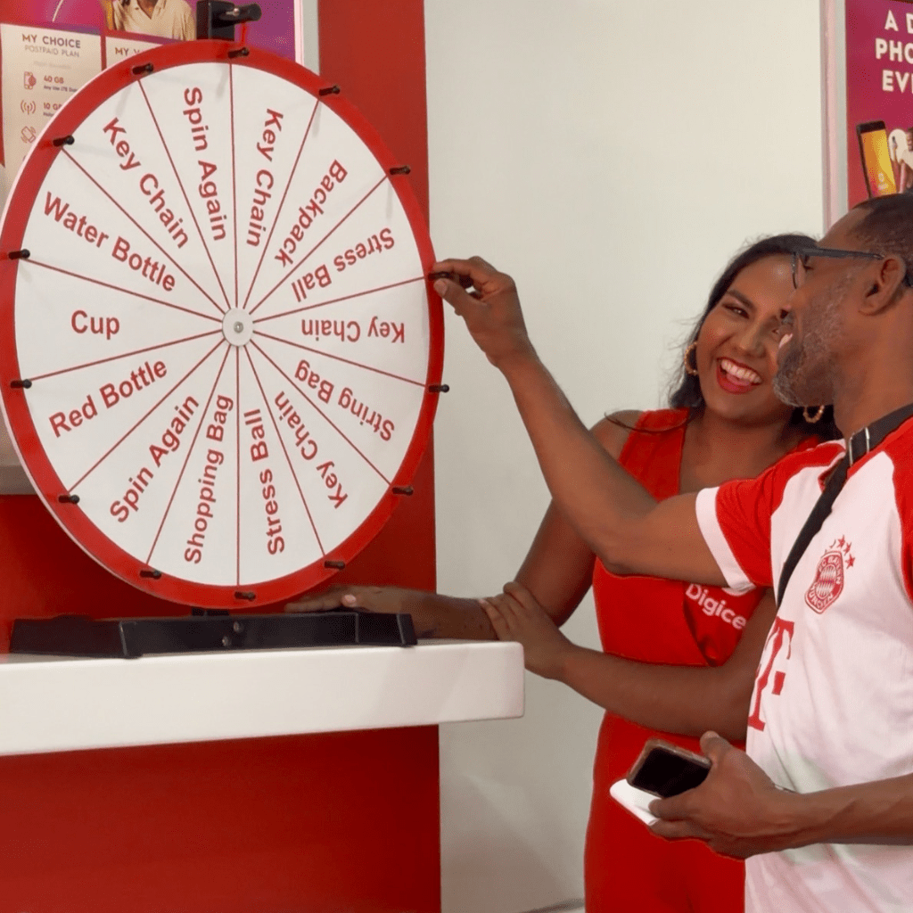 Customers enjoyed the chance to win branded items and tokens at Digiwireless Siparia.